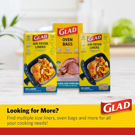 Glad Air Fryer Liners, Nonstick and Heat Resistant, Food Grade Material, Suitable for Round and Square Air Fryers, Air Fryer Accessories, 6.5" x 6.5" - 100 Count