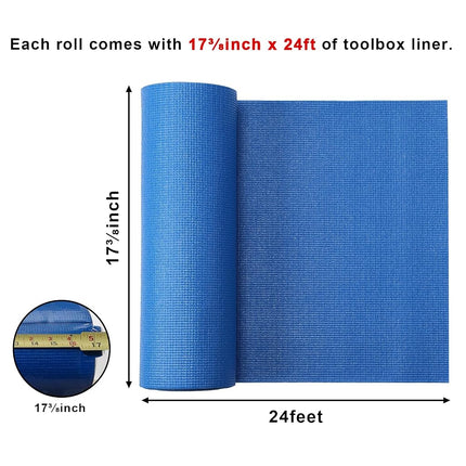CASOMAN Professional Tool Box and Drawer Liner, Blue, Easy Cut Non-Slip Foam Rubber Toolbox Drawer Liner Mat - Adjustable Thick Cabinet Liners, 18inch (Wide) X 24feet (Long)