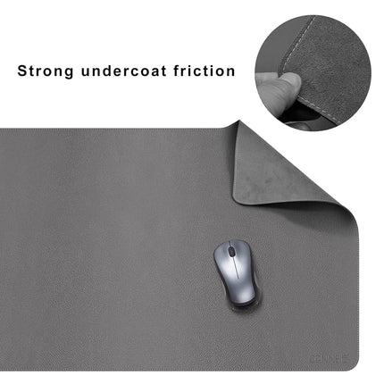 CENNBIE Leather Desk Mat, 140x50 cm Extra Large Desk Pad Blotter Protector, Extended Non-Slip Mouse Pad, Waterproof PU Leather Desk Mat on top of desks Large for Office and Home (Grey)