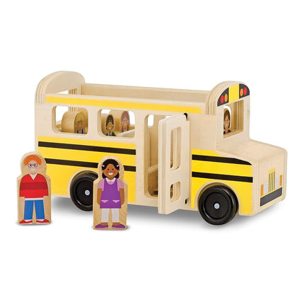 Melissa & Doug Wooden School Bus (Classic Toy Play Set, 7 Play Figures)