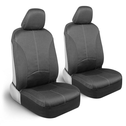 Fundas de asiento impermeables Motor Trend SpillGuard para asientos delanteros, costuras grises – Protectores de asiento de neopreno duraderos, fáciles de instalar, fundas interiores para auto, camión, camioneta, SUV