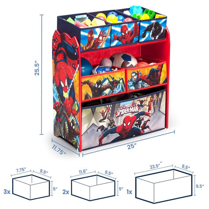 Delta Children Spider-Man Multi-Bin Toy Organiser, Plastic, Red and Blue