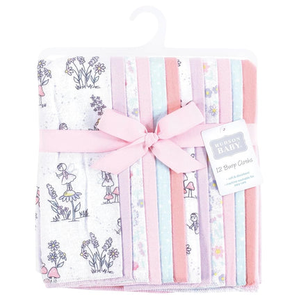 Hudson Baby Unisex Baby Flannel Burp Cloth 12pk, Garden Fairies, One Size