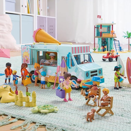 Playmobil | Vacation on the Beach | Ice Cream Truck with Surf Shop | Toy from 4 years | Gift for children | Encourages creativity & role play | Beach adventure with figures & vehicle | 71904