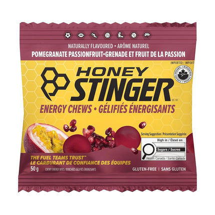 Honey Stinger Organic Pomegranate Passionfruit Energy Chew | Gluten Free, Caffeine Free | For Exercise, Running & Performance | Sports Nutrition for Home & Gym, Pre & Mid Workout | 12 Pack, 50g