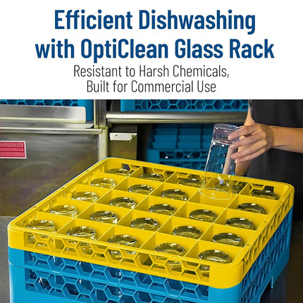 Carlisle FoodService Products OptiClean 25 Compartments (3-1/2") Divided Glass Rack Extender, Yellow
