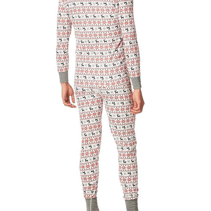 Fruit of the Loom mens Recycled Waffle Thermal Underwear Set (Top and Bottom), Fair Isle White, S