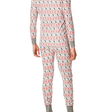 Fruit of the Loom mens Thermal Waffle Sleep Set (Top and Bottom), Fair Isle White, XL