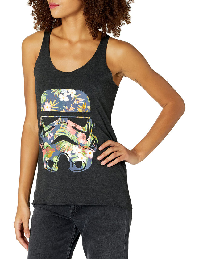 Camiseta de tirantes estilo nadador de mujer de Star Wars Tropical Stormtrooper - Negro jaspeado - Mediana