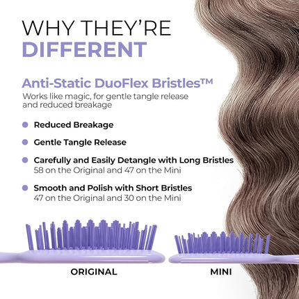 FHI HEAT UNbrush and UNbrush MINI Wet & Dry Vented Detangling Hair Brush, Lilac Light Purple