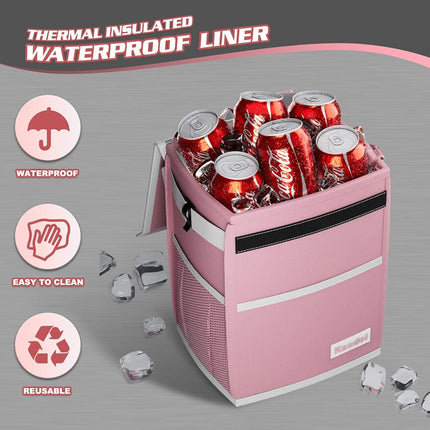 K Knodel Car Trash Can, Waterproof Car Garbage Can, Car Trash Bag with Lid, Leak-Proof Car Trash Bin, Car Trash Hanging (Pink, Medium) (LJT-073)