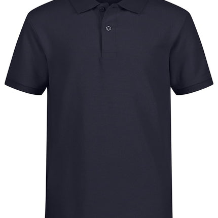 Izod Boys' School Uniform Short Sleeve Polo Shirt, Button Closure, Moisture Wicking Performance Material, Navy, 14-16 Husky