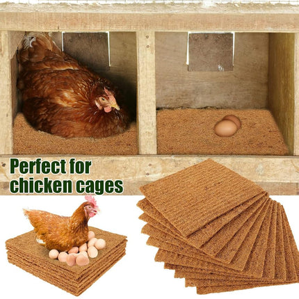 Abizarch 10Pcs Chicken Nesting Pads 13"x13", Natural Coconut Palm Hens Nest Bedding Mats,Multifunctional Chicken Nesting Box Liners for Hen Laying Eggs