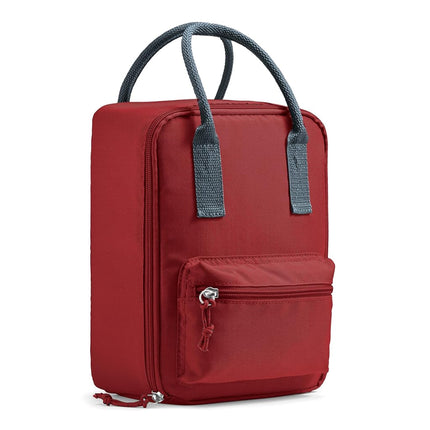 Fit & Fresh Connor Kids Lunch Tote, Versatile Thermal Insulated Lunch Box for School and Camp, Adult Lunch Bag with Front Zip Pocket, Red