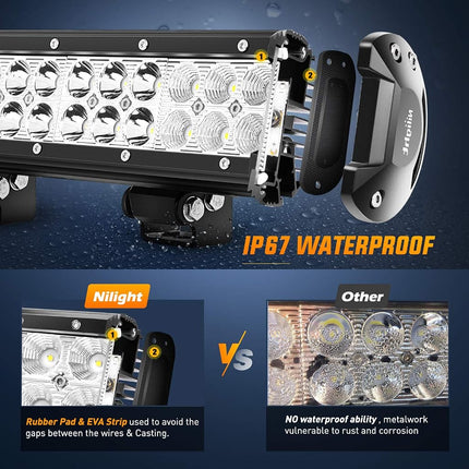 Nilight LED Light Bar 20 Inch 126W Spot Flood Combo Led Off Road Lights 12V 5Pin Rocker Switch LED Light Bar Wiring Harness Kit, Model: ZH082