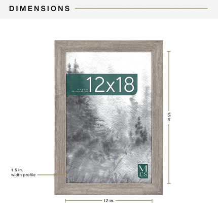 MCS Museum Poster Frame 12x18 Barnwood, Vertical & Horizontal Wall Hanging Large Picture Frame for Photos, Posters & Art Prints (1-Pack)
