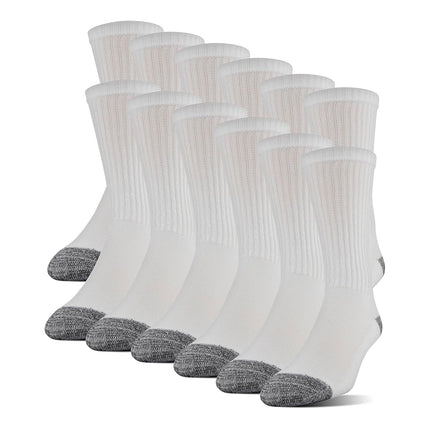 Gildan Men's Polyester Half Cushion Crew Socks, 12