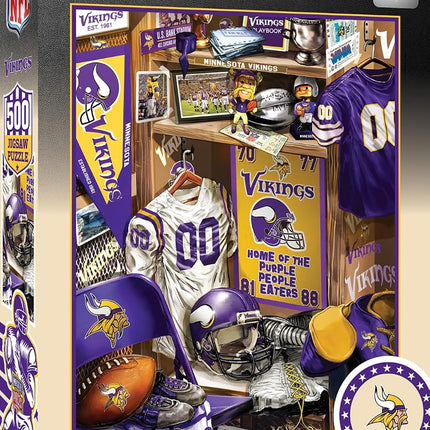 MasterPieces Game Day 500 Piece Jigsaw Puzzle for Adults - NFL Minnesota Vikings Locker Room - 15"x21"