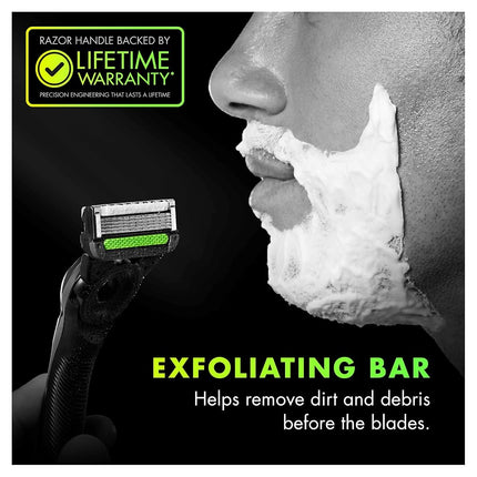 Gillette Mens Razor with Exfoliating Bar by GilletteLabs, Shaving Kit for Men, Includes 1 Handle, 2 Razor Blade Refills, 1 Premium Magnetic Stand, Black & Gold, Razor for men, 1.0 count