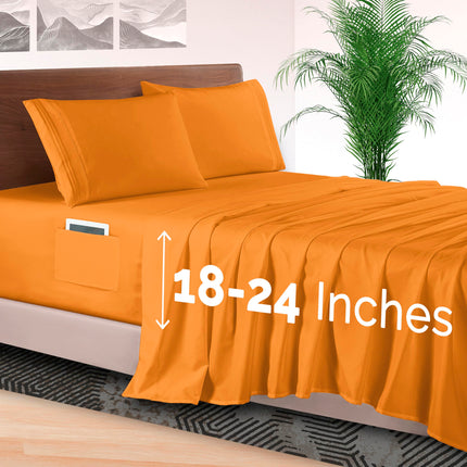 Elegant Comfort 4-Piece Bed Sheet Set - Luxury Bedding 1500 Premium Hotel Quality Microfiber, All Around Elastic 18-24 Inches Deep Fitted Sheet- Extra Deep Pocket Sheets, King, Persimmon
