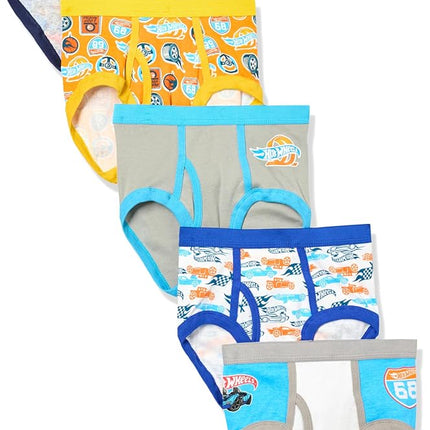 Hot Wheels Boys' Boxerbriefs and Briefs Available in Sizes 2/3t, 4t, 4, 6, 8 and 10, 5-Pack 100% Cotton Briefs, 6