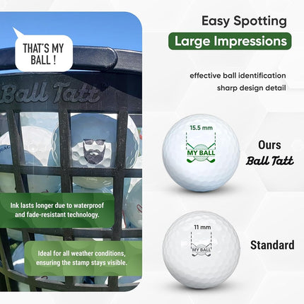 Ball Tatt Golf Ball Stamp, Golf Ball Stamper, Self-Inking Golf Ball Stamp Markers, Reusable Golf Ball Marking Tool to Identify Golf Balls, Golfer Gift Golfing Accessories (Beard Man)