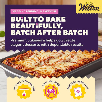 Wilton Platinum Premium Non-Stick Anti-Warp Bakeware, Made Without PFAs, Oblong Baking Pan for Casseroles, Lasagna, Cakes, 13 x 9 x 2 in, Packaging May Vary