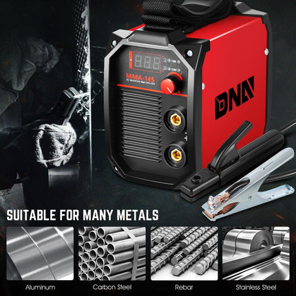 DNA MOTORING Soldadora MIG Portátil 110V/220V Soldadora de Hilo Tubular, Modo MMA, Máquina de Soldar, Inversor IGBT, Máquina de Soldar con Alimentación Automática de Hilo, Pantalla Digital LED, TOOLS-00713-RD