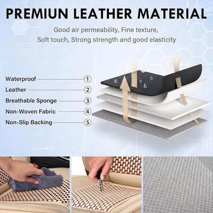 Coverado Waterproof Seat Covers for Cars, Front Car Seat Covers, 2 in 1 Conversions Car Seat Protector Automotive Seat Covers Universal Fit for Most Cars SUVs and Trucks(Beige)