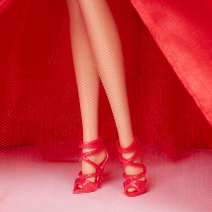 Barbie Signature Doll, 2026 Holiday Barbie Blonde Fashion Doll Wearing Red Gown with Bow, Seasonal Collector Doll in Displayable Packaging & Doll Stand