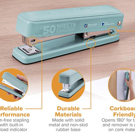 Bostitch Titan Heavy Duty Metal Stapler, 50 Sheet Capacity with 1250 Staples and Ergonomic Staple Remover, Jam Free Stapling, Full Strip Stapler for Desk, Office and Classroom, Sage
