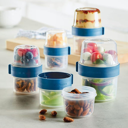 LocknLock Easy Essentials Twist Two Way Food Storage Container, BPA-Free/Dishwasher Safe, 10-Piece Set, Clear