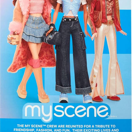 Barbie Signature My Scene Madison Doll and Accessories, Y2K-Inspired Outfit with Butterfly Top, Cargo Jeans, Denim Bag and Doll Stand, HYC18