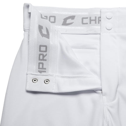 Pantalon de baseball CHAMPRO pour garçon, coupe ample à bas ouvert, avec entrejambe réglable et zone de glisse renforcée, blanc