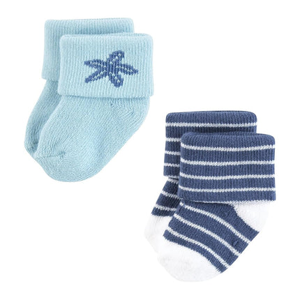 Hudson Baby Unisex Baby Cotton Rich Newborn and Terry Socks, Ocean Friends, 6-12 Months, Ocean Friends, 6-12 Months