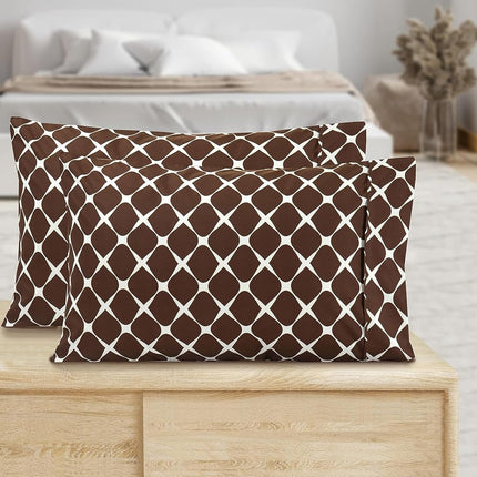 Elegant Comfort Luxury Ultra-Soft 2-Piece Pillowcase Set - 1500 Premium Hotel Quality Microfiber Double Brushed - Wrinkle Resistant, King Size, Bloomingdale Chocolate Brown