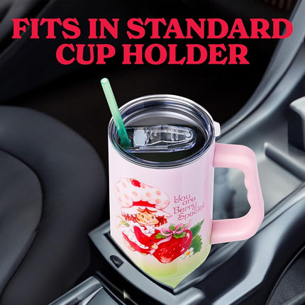 Gobelet isotherme en acier inoxydable Silver Buffalo Strawberry Shortcake « You are Berry Special » avec poignée, compatible avec les porte-gobelets standards, 1,2 litre
