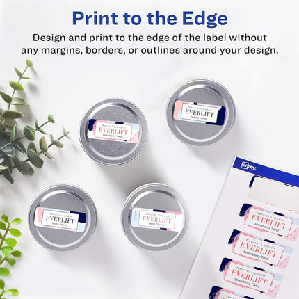 Avery Matte White Rectangle Labels with Sure Feed, 75" x 2.25", 750 White Labels, Print-to-The-Edge, Permanent Label Adhesive, Laser/Inkjet Printable Labels