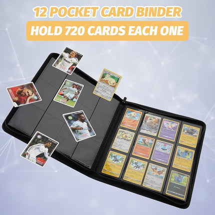 Foalgo Trading Card Binder, Card Collection Binder Album Folder with 720 Side Loading Pockets, 12 Pocket Trading Card Album Folder for TGC,MTG, Baseball Cards, Yugioh, Black720