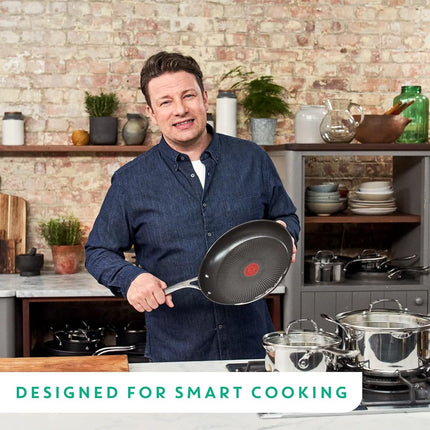 Tefal Jamie Oliver Stainless Steel Frying Pan Set, 20 and 28 cm