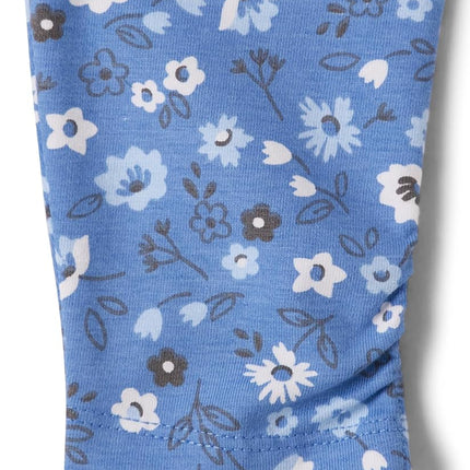 The Children's Place Baby Girls' Legging Pants, Blue Floral/Tidal Plain 2-Pack, Preemie