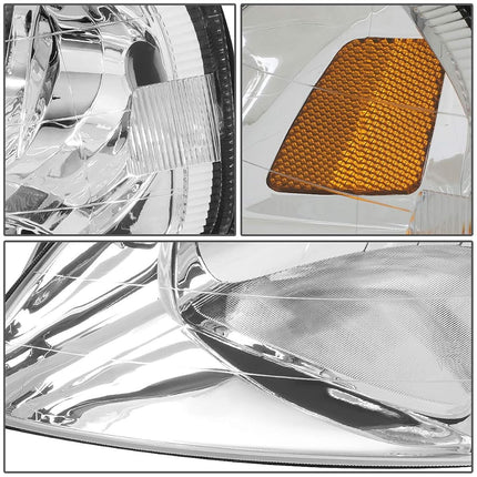 DNA Motoring OEM-HL-0006-R Chrome Factory Style Passenger Side Headlight Replacement For 99-00 Civic