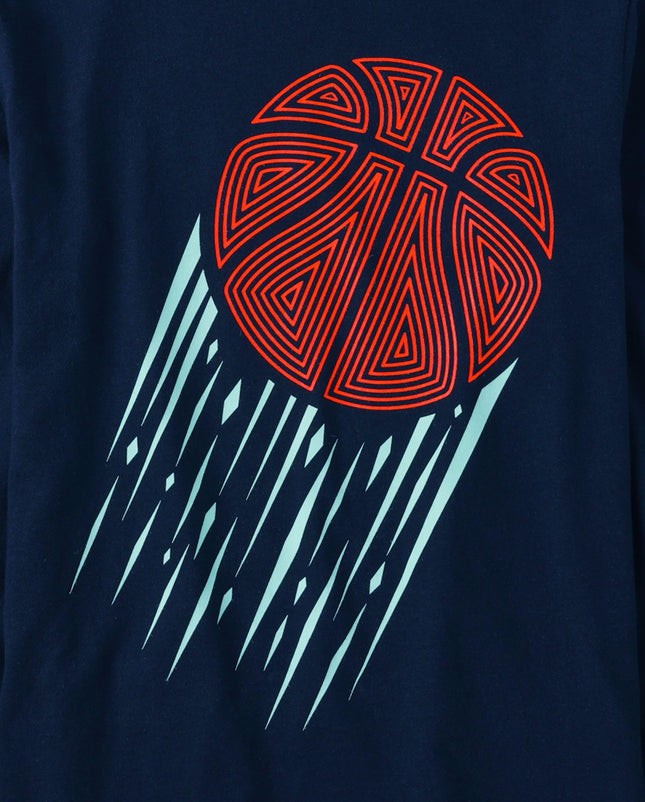 Lot de 2 T-shirts graphiques de sport à manches longues pour garçons The Children's Place, motifs joueur de soccer/basketball, TP