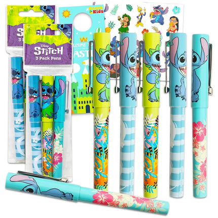 Disney Lilo and Stitch Pens Set - Stitch Party Supplies Bundle 6 Pack Pens with Stitch Temporary Tattoos for Kids Adults (Lilo and Stitch Party Favors)