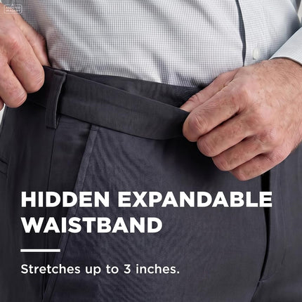 Haggar mensHC10884Premium No Iron Classic Fit Expandable Waist Plain Front Casual Pants - Gray - 32W x 30L
