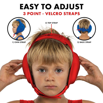Matman Wrestling Headgear Kids Boys Girls Ear Guard Youth Ultra Soft Grappling Head Guard (Red)