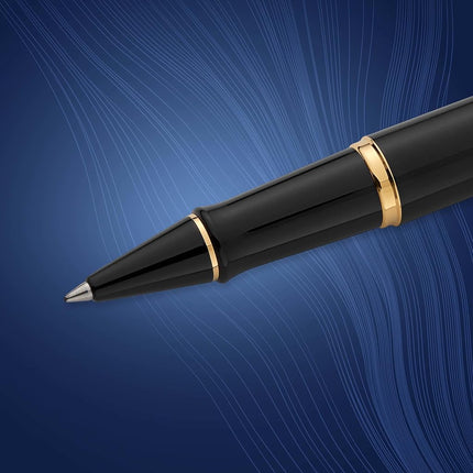 Waterman Expert Rollerball Pen | Gloss Black with 23 k Gold Trim | Fine Point | Black Ink | Gift Box