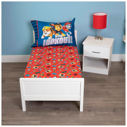 Paw Patrol Toddler Fitted Sheet and Pillow Case Set, Red