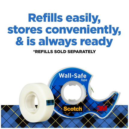 Scotch Wall-Safe Tape, 2 Dispensered Rolls, Sticks Securely, Removes Cleanly, Invisible, Designed for Displaying, Photo Safe, 3/4 in x 600 in (183-DM2)