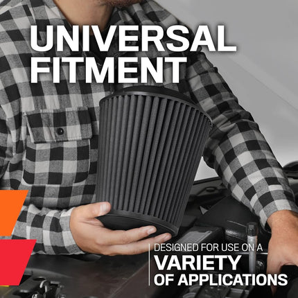 K&N Black Universal Dryflow Conical Air Filter 152mm flange, 191mm base, 114mm top, 102mm height (RU-3129HBK)